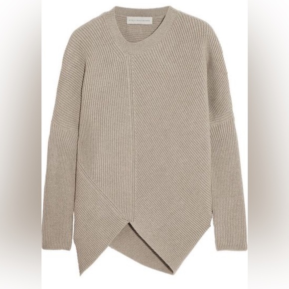 Stella McCartney 100% Wool Ribbed Knit Asymmetrical Tunic Sweater Sz 42 Luxury - Picture 1 of 9
